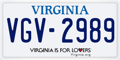 VA license plate VGV2989