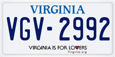 VA license plate VGV2992