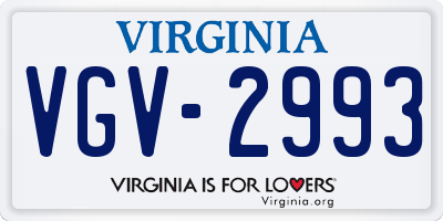 VA license plate VGV2993