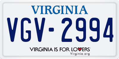 VA license plate VGV2994