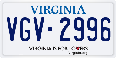 VA license plate VGV2996