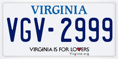 VA license plate VGV2999
