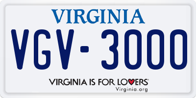 VA license plate VGV3000