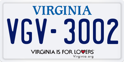 VA license plate VGV3002