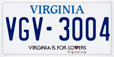 VA license plate VGV3004