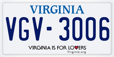 VA license plate VGV3006