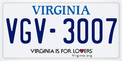 VA license plate VGV3007