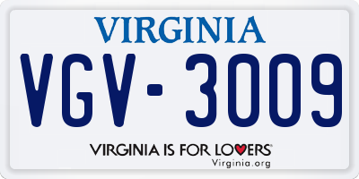VA license plate VGV3009