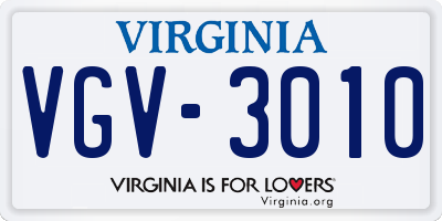 VA license plate VGV3010