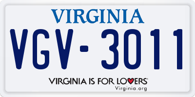 VA license plate VGV3011