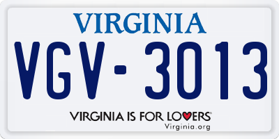 VA license plate VGV3013