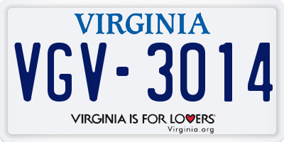 VA license plate VGV3014