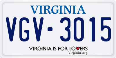 VA license plate VGV3015