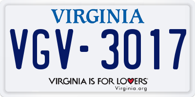 VA license plate VGV3017