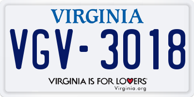 VA license plate VGV3018