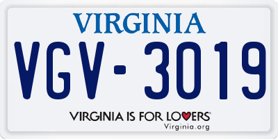 VA license plate VGV3019