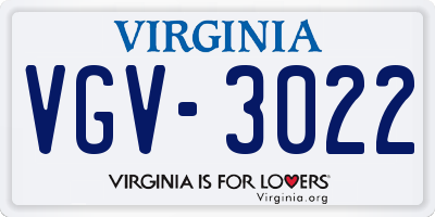 VA license plate VGV3022
