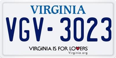 VA license plate VGV3023