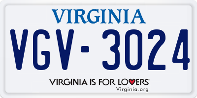 VA license plate VGV3024