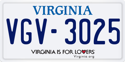 VA license plate VGV3025