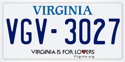 VA license plate VGV3027