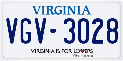 VA license plate VGV3028