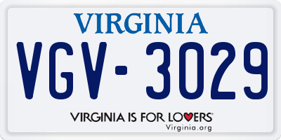 VA license plate VGV3029