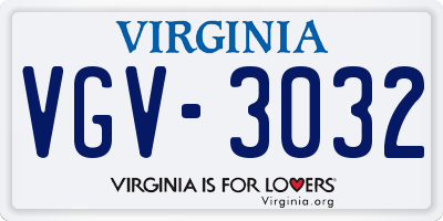 VA license plate VGV3032