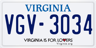 VA license plate VGV3034