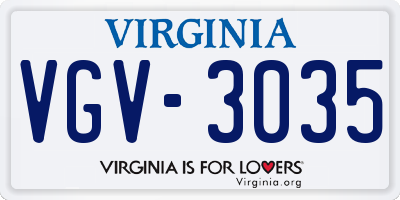 VA license plate VGV3035