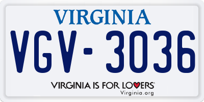 VA license plate VGV3036