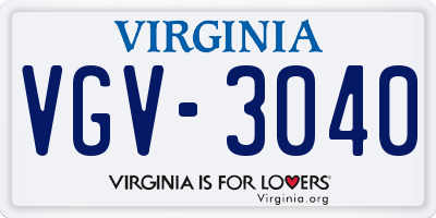 VA license plate VGV3040