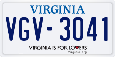 VA license plate VGV3041