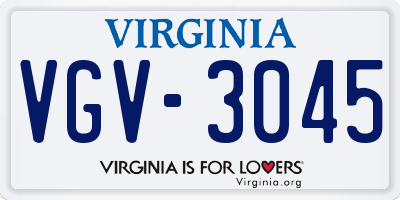 VA license plate VGV3045