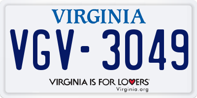 VA license plate VGV3049