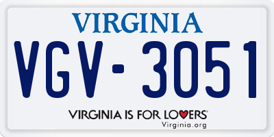 VA license plate VGV3051
