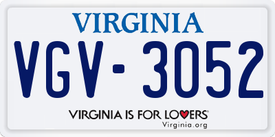 VA license plate VGV3052