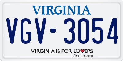 VA license plate VGV3054