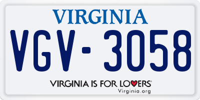 VA license plate VGV3058