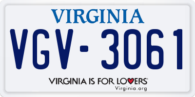 VA license plate VGV3061