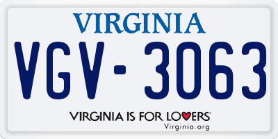 VA license plate VGV3063
