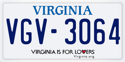 VA license plate VGV3064