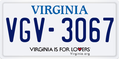VA license plate VGV3067