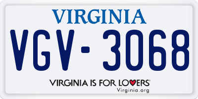 VA license plate VGV3068