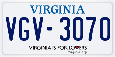 VA license plate VGV3070
