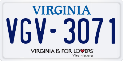VA license plate VGV3071