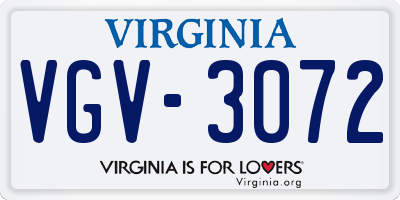VA license plate VGV3072
