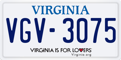 VA license plate VGV3075