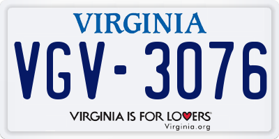VA license plate VGV3076