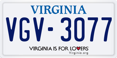 VA license plate VGV3077